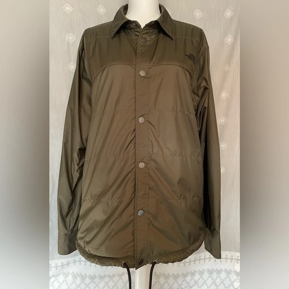 North Face Dark Green Mens Snap Up Jacket Size Large